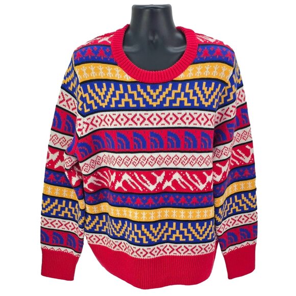 The North Face Men’s XL Wool Sweater Brown Label Aztec Geometric Ski Vintage TNF - Picture 1 of 8